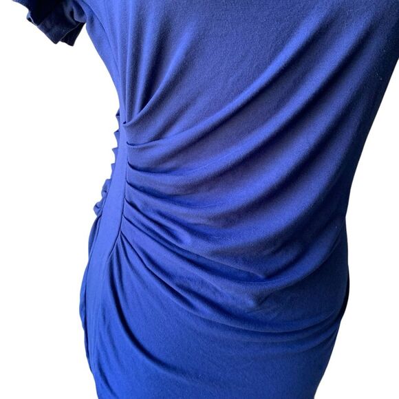 PURE Collection Blue Short Sleeve Ruched Mini Dress - Medium - Picture 3 of 9